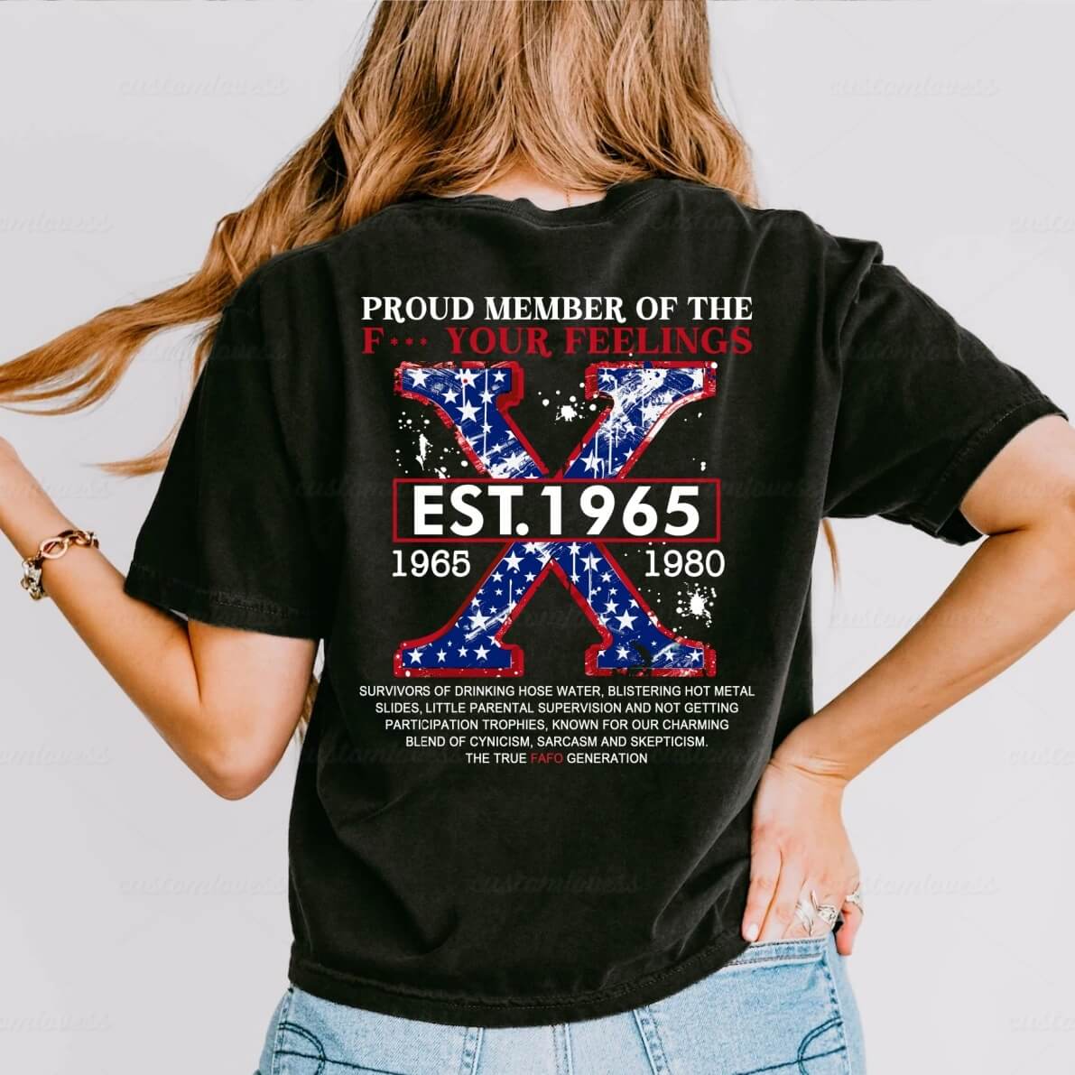 Custom Year Generation X American Flag T-shirt