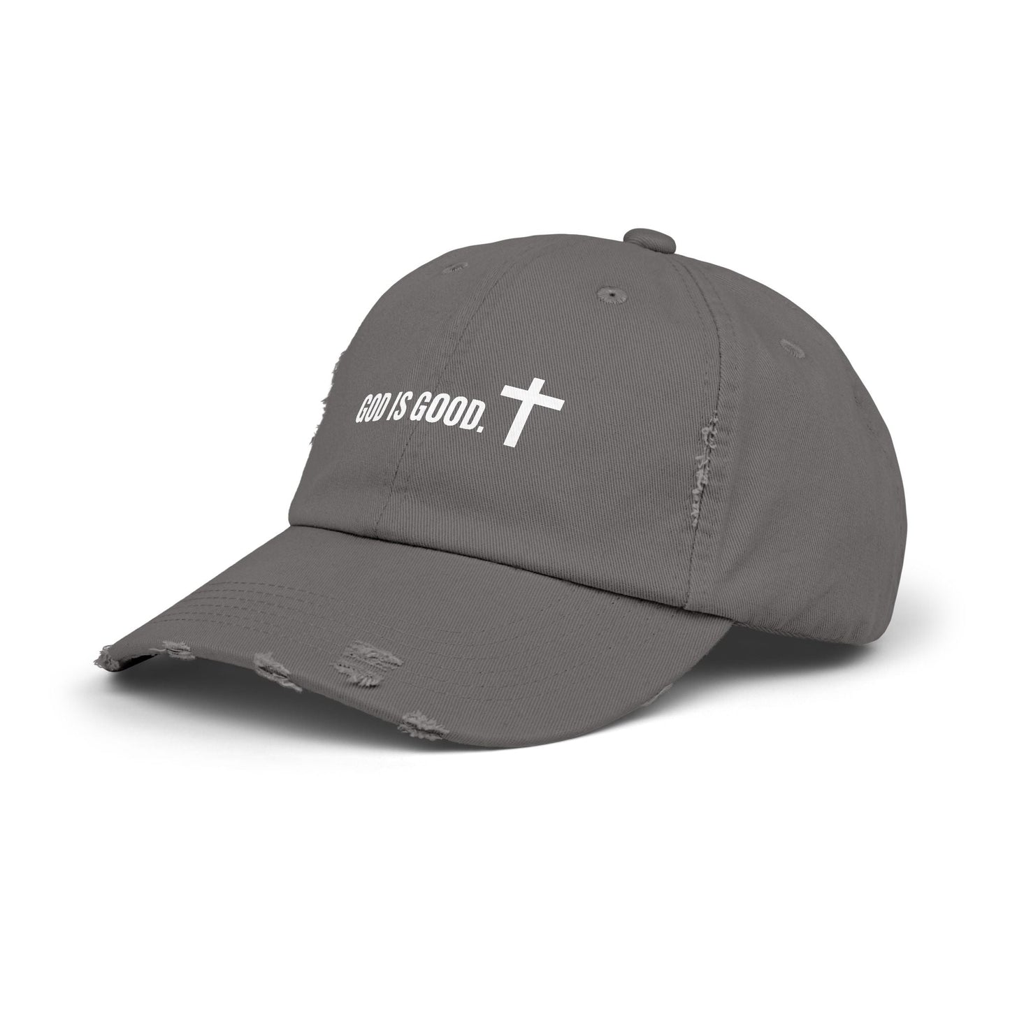 Cap - God is Good Quote - Unisex Distressed Cap