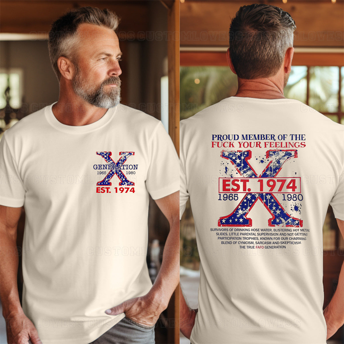 Custom Generation X American Flag T-shirt