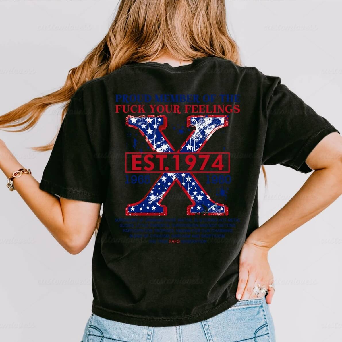 Custom Year Generation X American Flag T-shirt