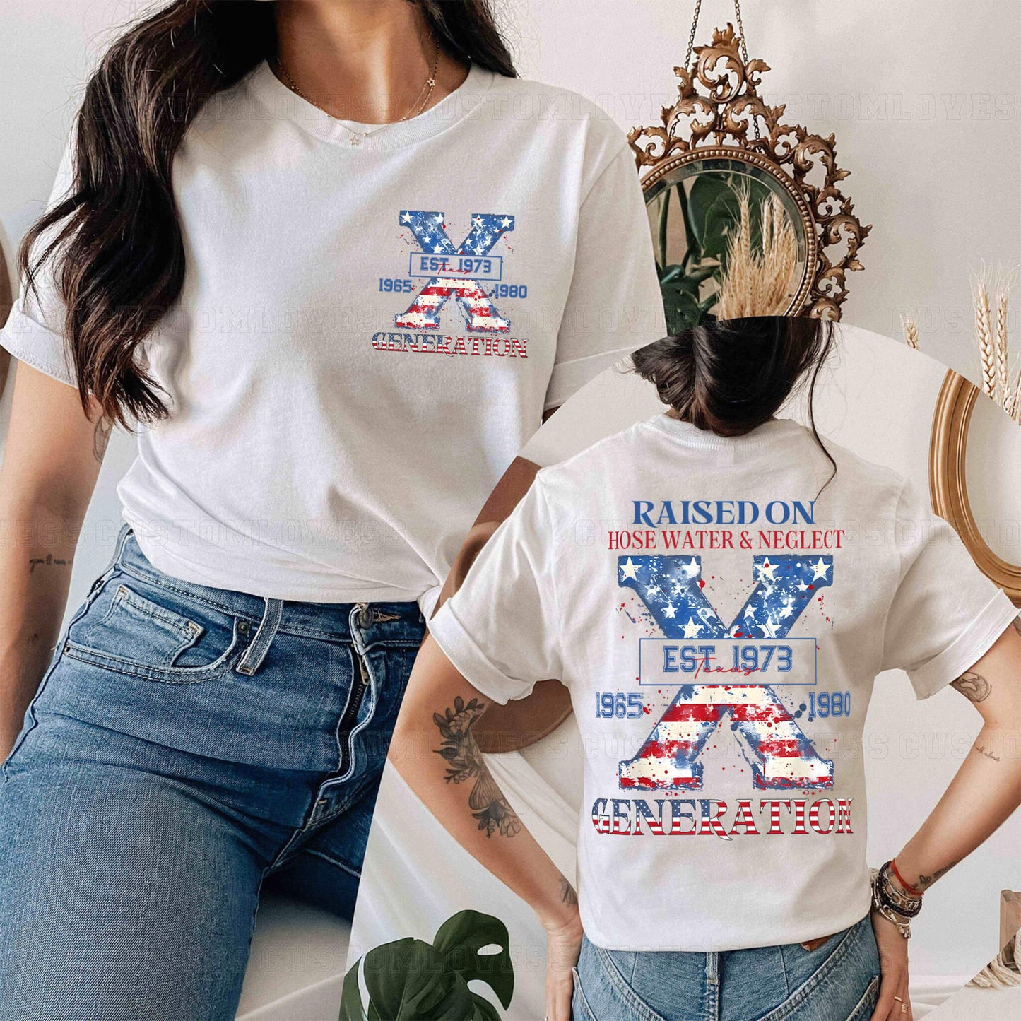 Custom Gen X American Flag T-Shirt