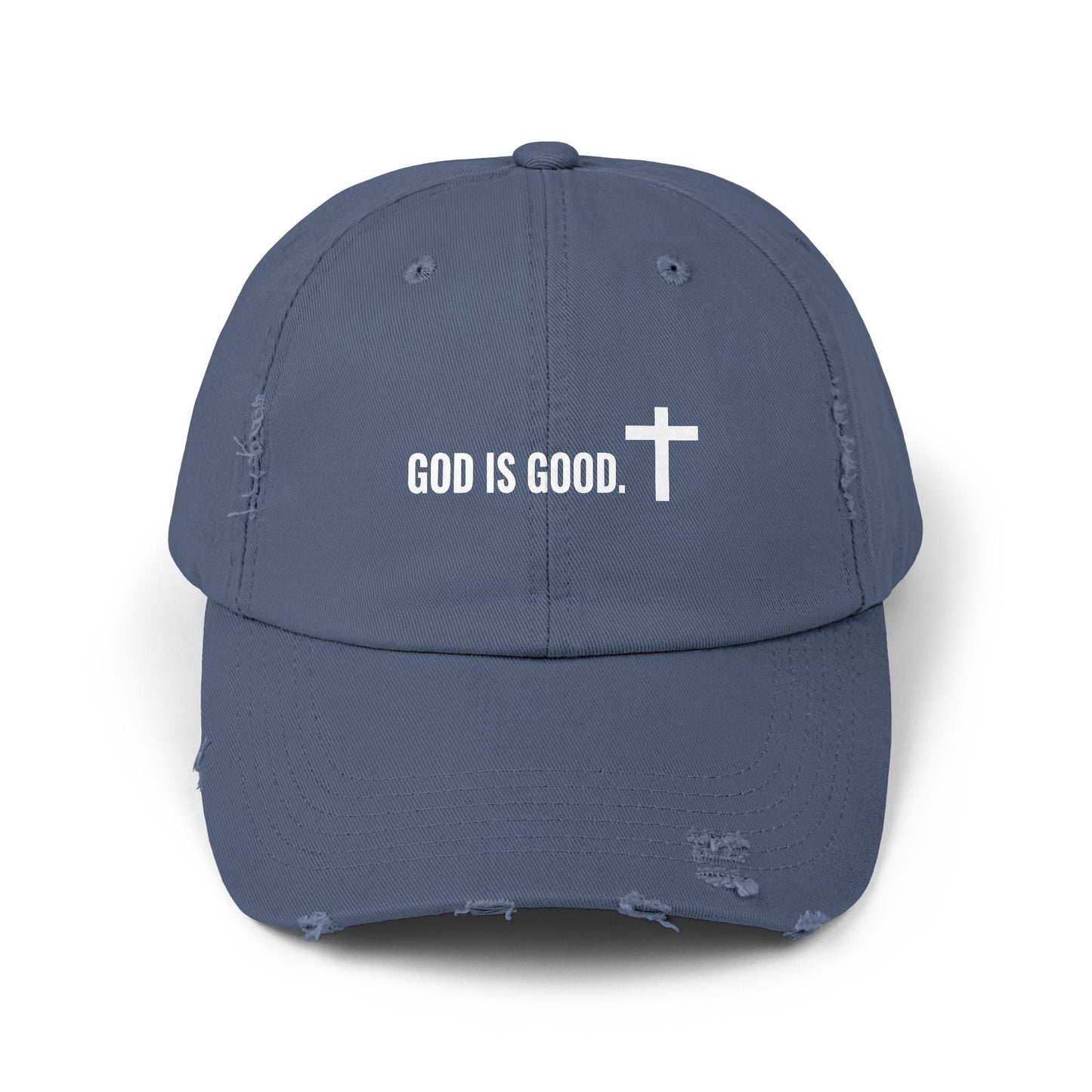 Cap - God is Good Quote - Unisex Distressed Cap