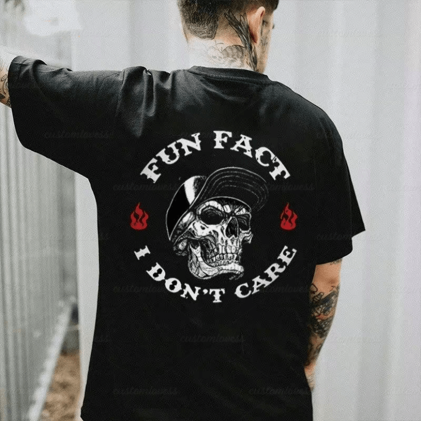 Fun Fact I Don't Care Skull T-shirt