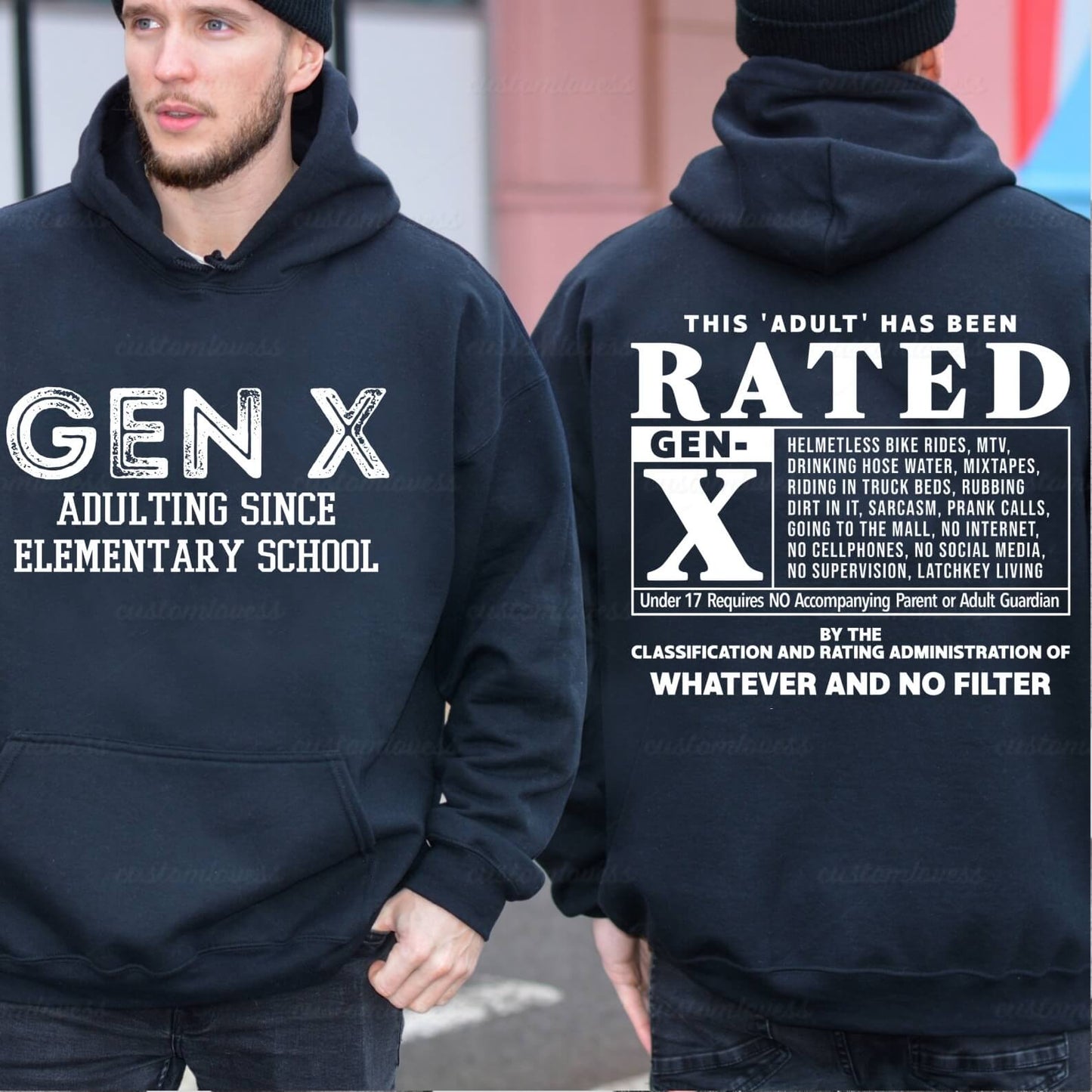 Custom Gen X New Version "Rated" Hoodie