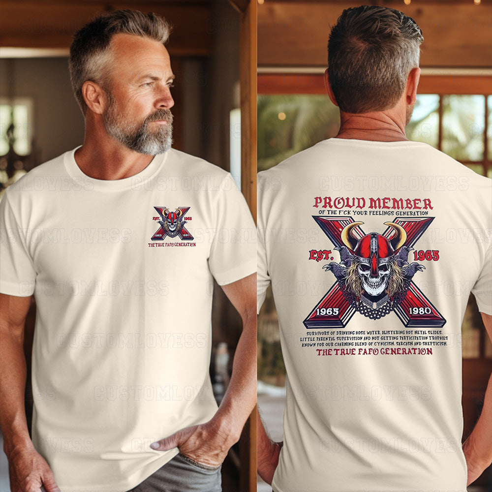 Custom Gen X Viking Skull T-shirt