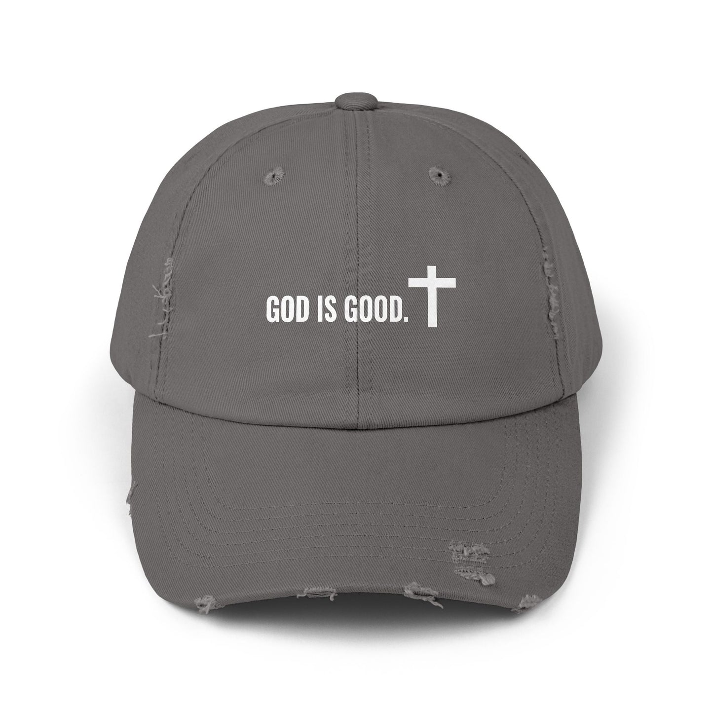 Cap - God is Good Quote - Unisex Distressed Cap