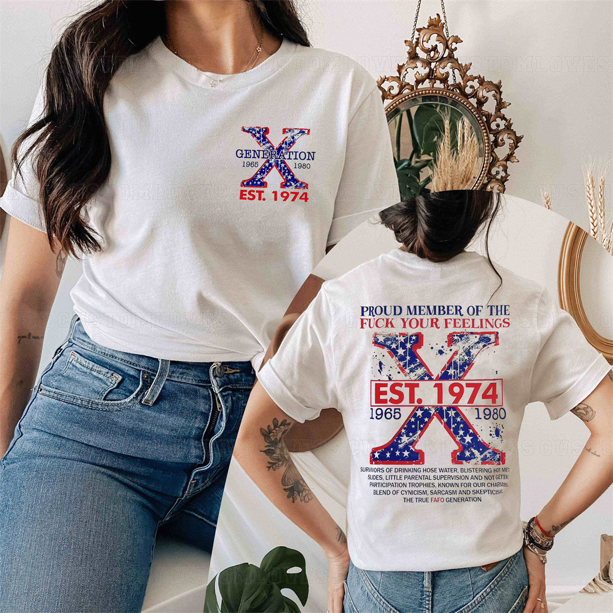 Custom Generation X American Flag T-shirt