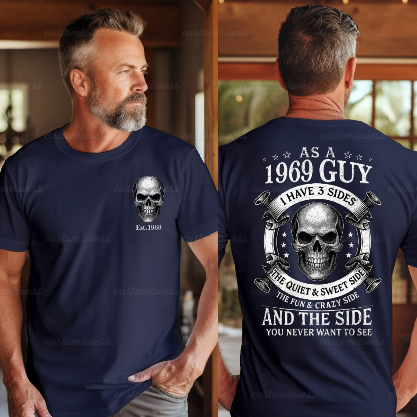 Custom I Have 3 Sides Skull Men T-shirt