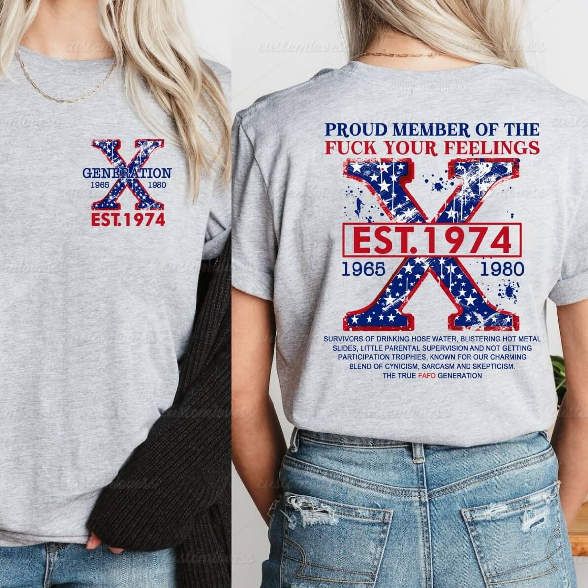 Custom Year Generation X American Flag T-shirt