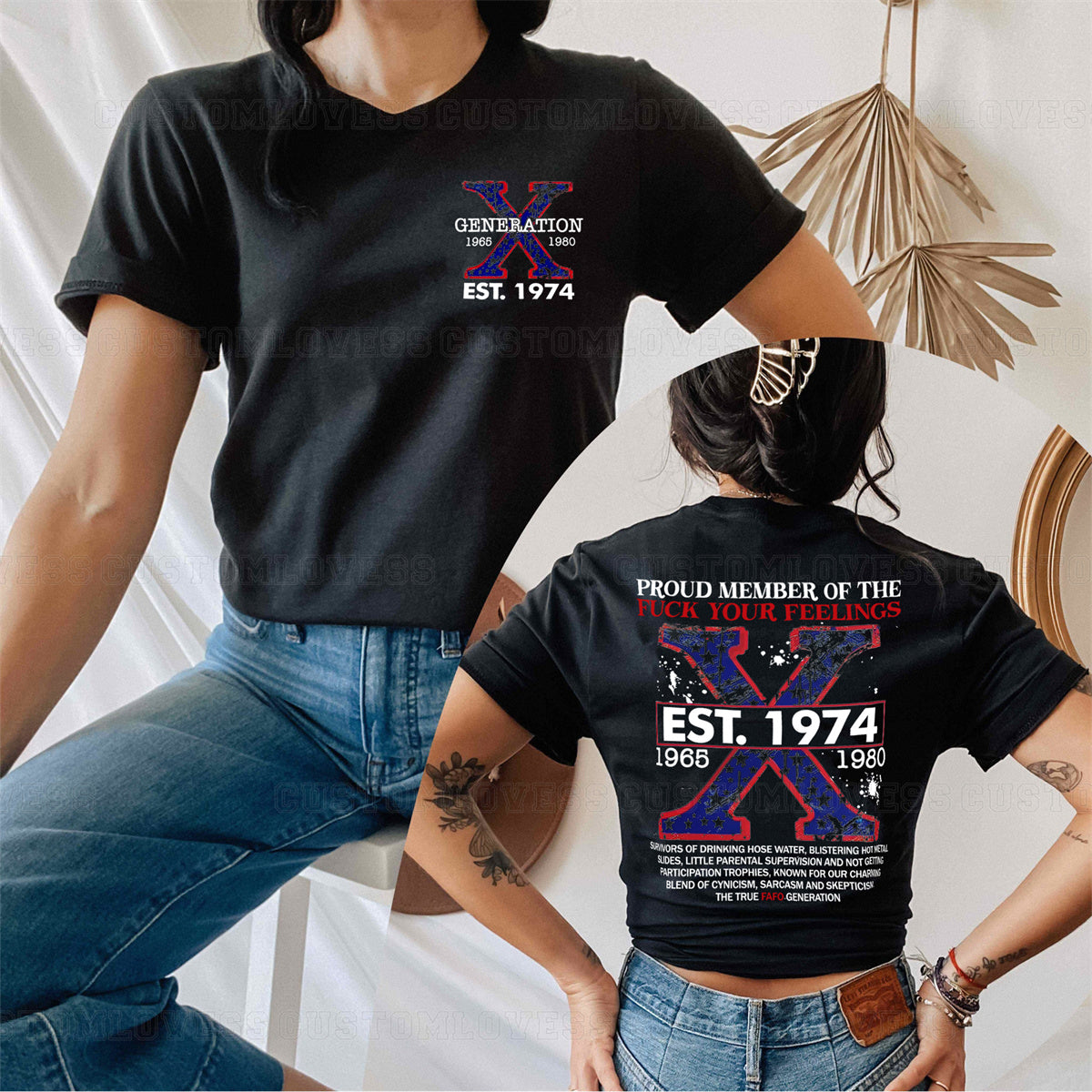 Custom Generation X American Flag T-shirt