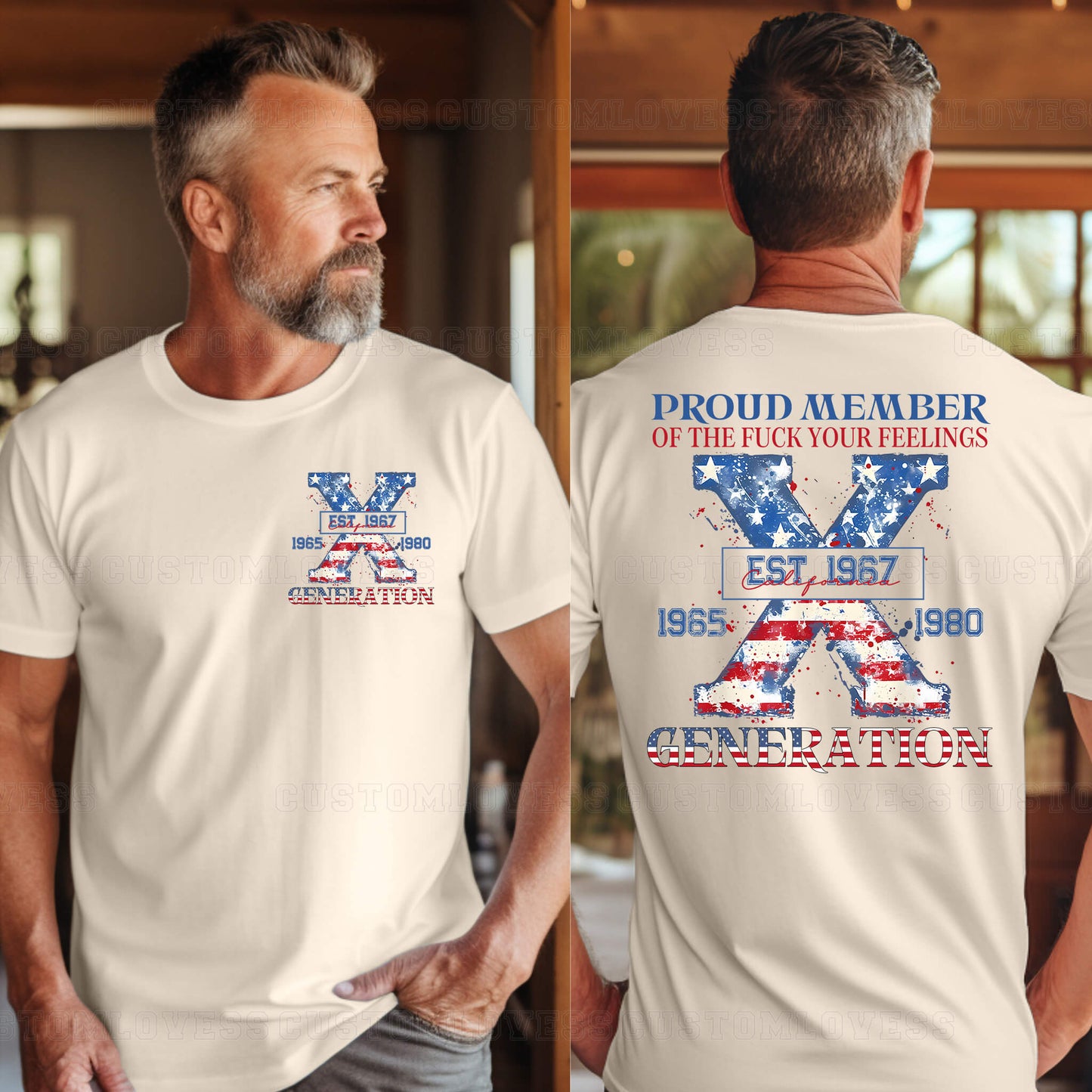 Custom Gen X American Flag T-Shirt