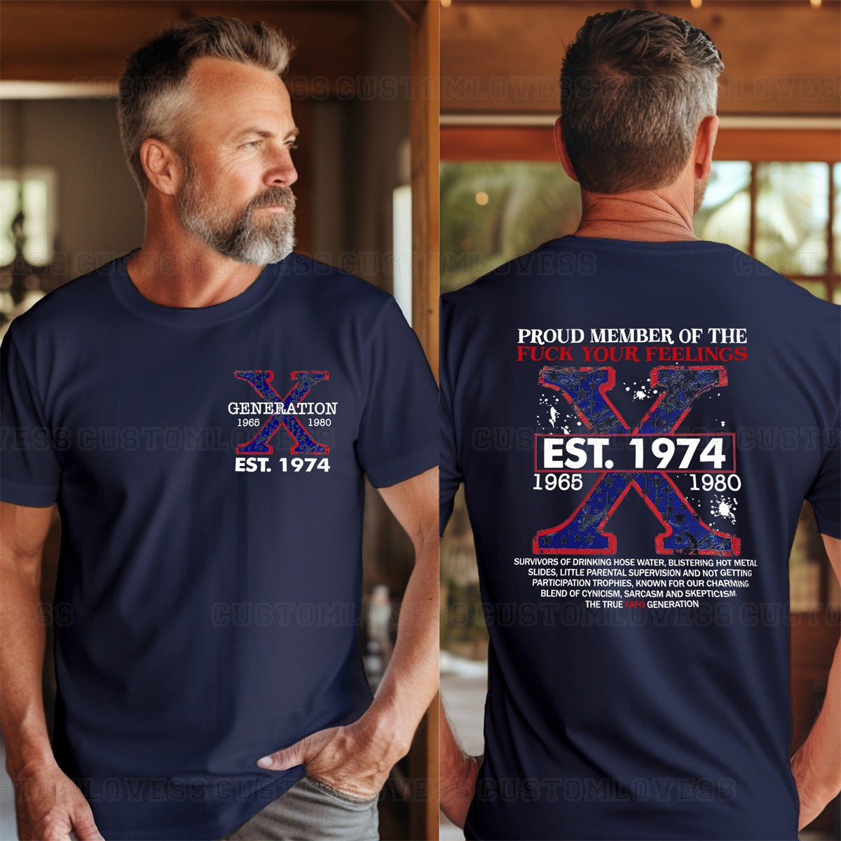 Custom Generation X American Flag T-shirt