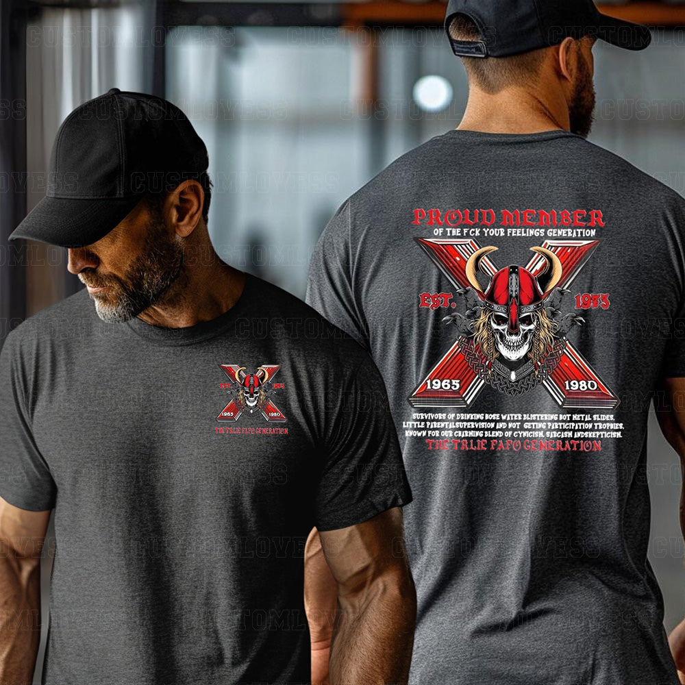 Custom Gen X Viking Skull T-shirt