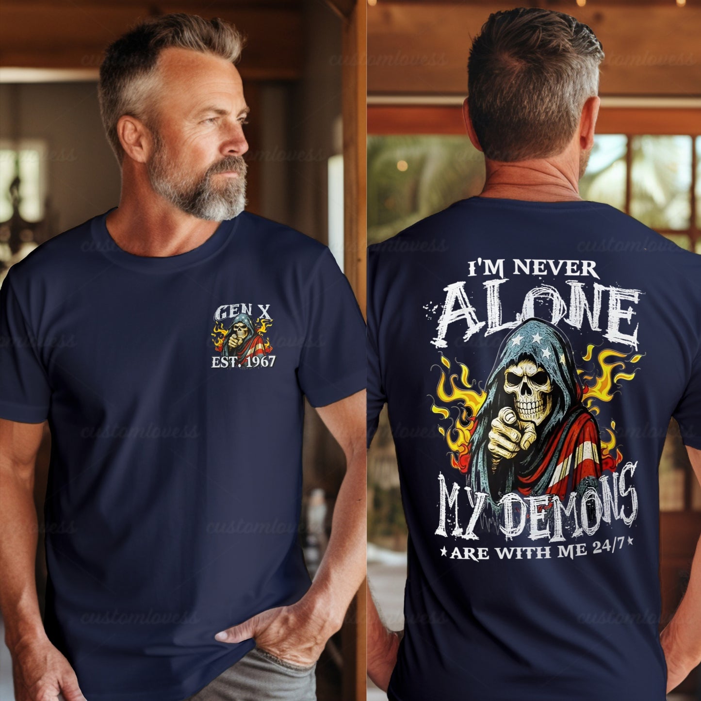 Custom I'm Never Alone Gen X T-shirt