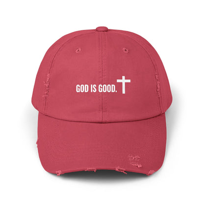 Cap - God is Good Quote - Unisex Distressed Cap