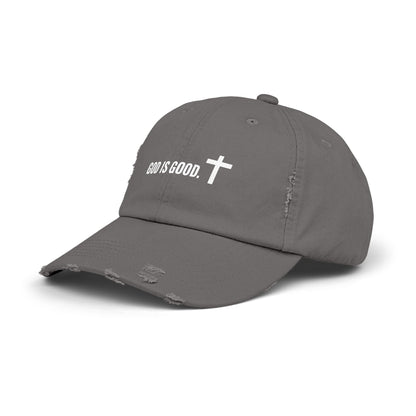 Cap - God is Good Quote - Unisex Distressed Cap