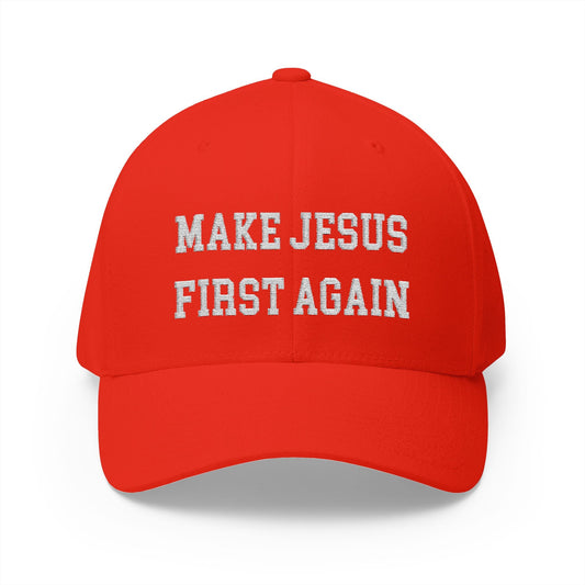 "Make Jesus First Again" - Embroidered Ballcap - Red or Black style