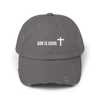 Cap - God is Good Quote - Unisex Distressed Cap