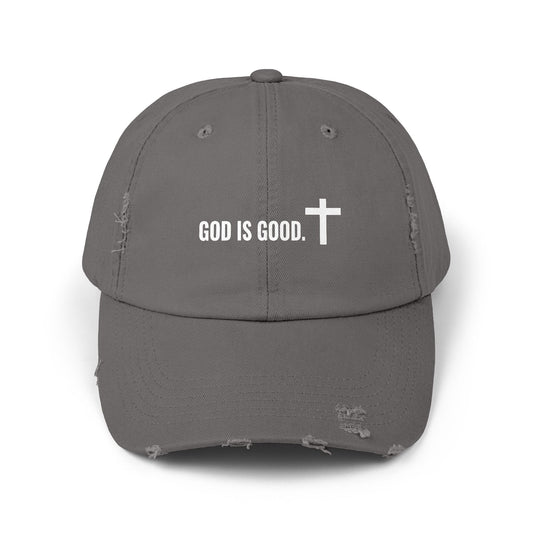 Cap - God is Good Quote - Unisex Distressed Cap
