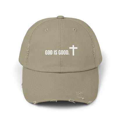 Cap - God is Good Quote - Unisex Distressed Cap