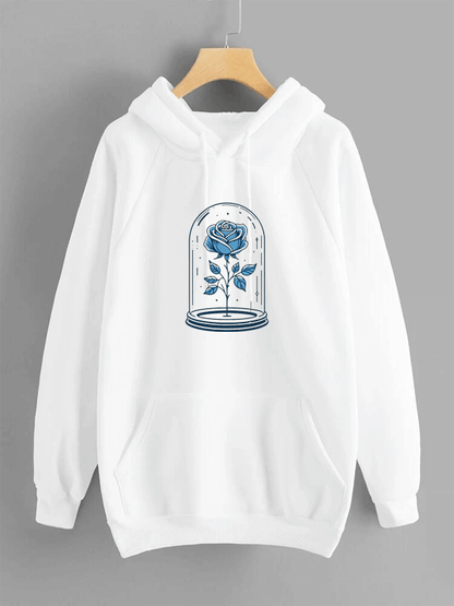 Blue Rose Hoodie - White