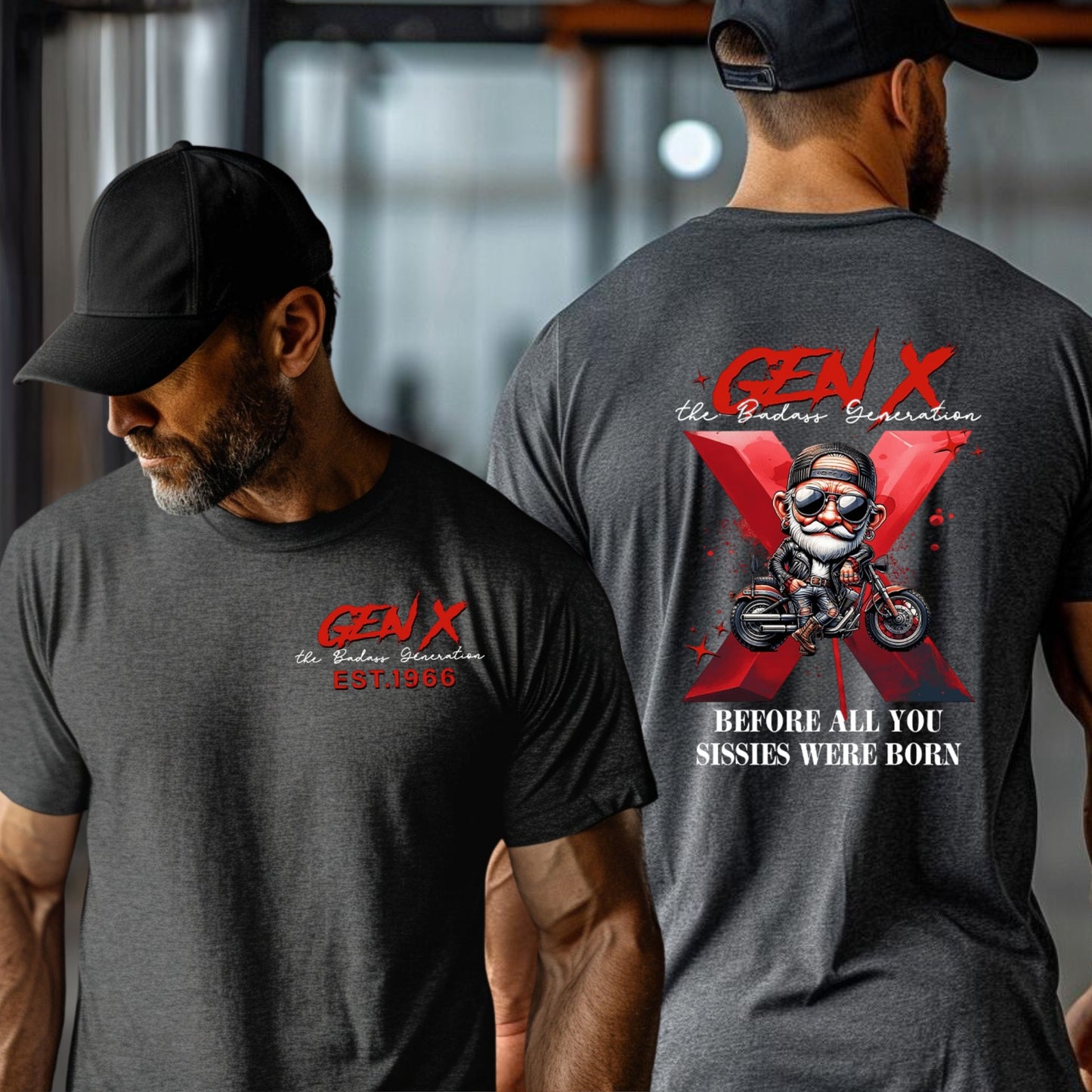 Custom Cool Biker Gen X T-shirt
