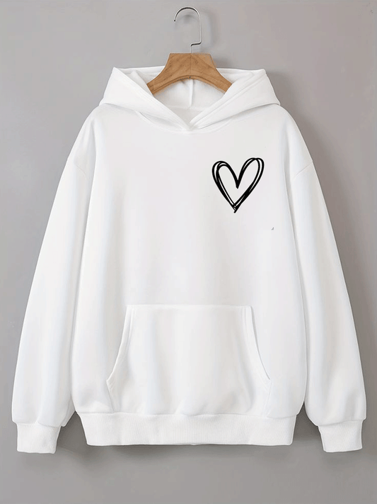 Heart Pocket Hoodie - White